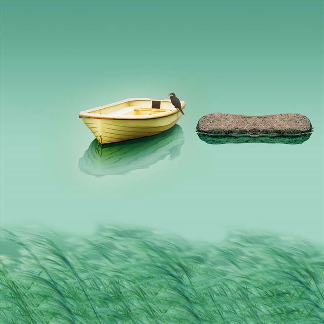 1024x1024 Green Lake boat - stone iPad Wallpaper