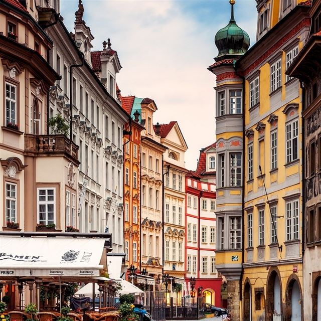 1024x1024 Prague Street Corner - window iPad Wallpaper