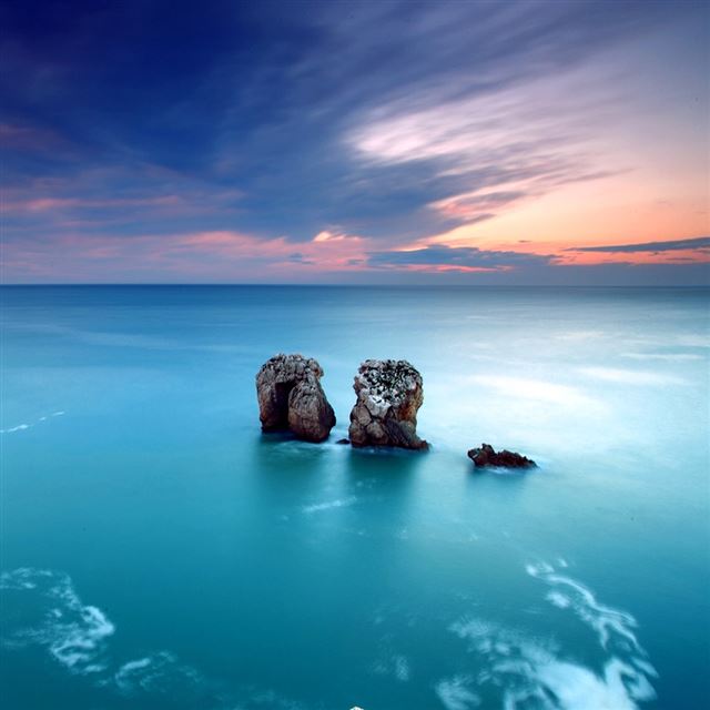 1024x1024 Stones And Sea - cyan iPad Wallpaper