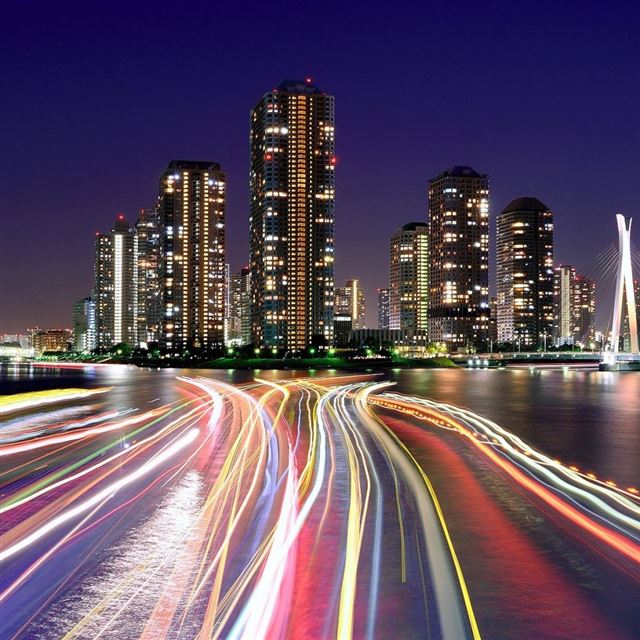 1024x1024 City Lights Tokyo - lights iPad Wallpaper