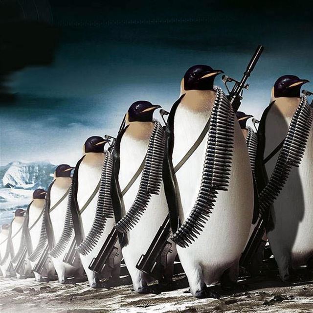 1024x1024 Penguin Army - winter iPad Wallpaper