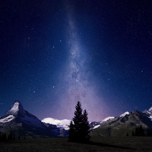 1024x1024 Swiss Alps Night Sky - star iPad Wallpaper