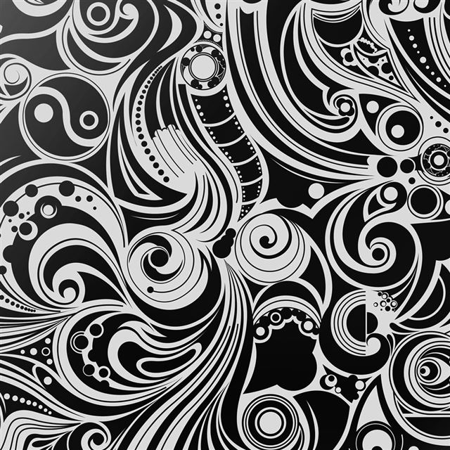 1024x1024 Black And White Swirls - circle iPad Wallpaper