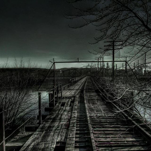 1024x1024 Dark Railroad - road iPad Wallpaper