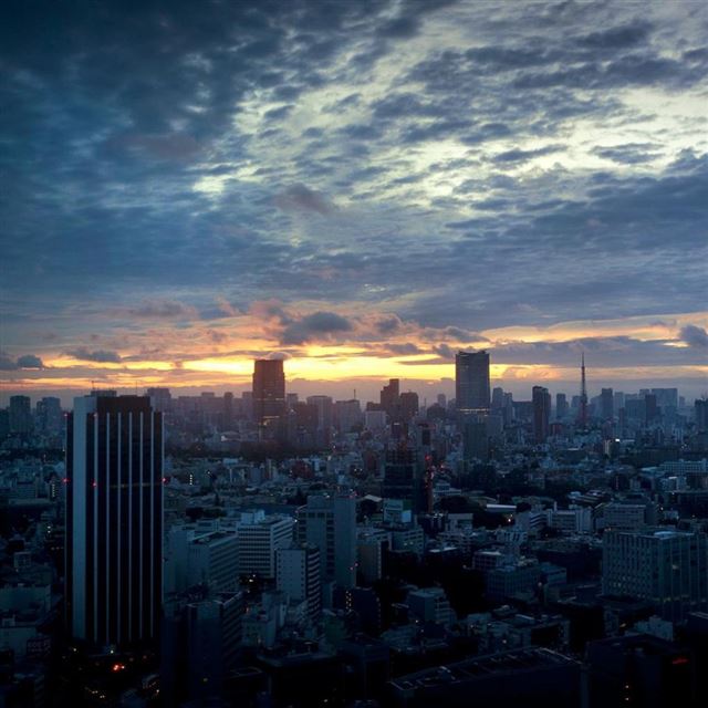 1024x1024 Sunset City - clouds iPad Wallpaper