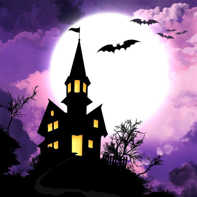 1024x1024 Haunted Castle Holiday HD - tree iPad Wallpaper