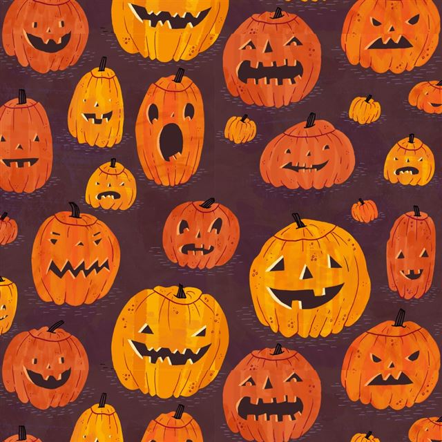 1024x1024 Halloween Pumpkins Pattern -  iPad Wallpaper
