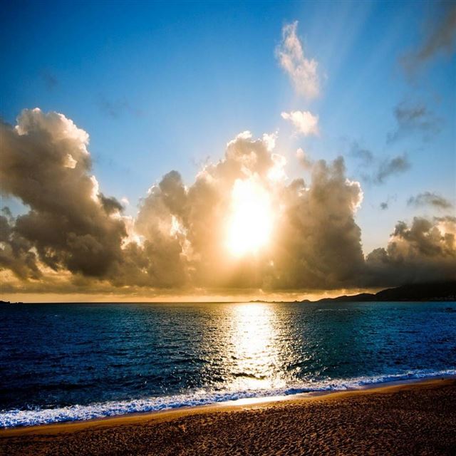 1024x1024 Sunset Beach - brown iPad Wallpaper