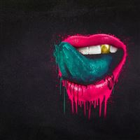 Red lips green tongue wallpaper
