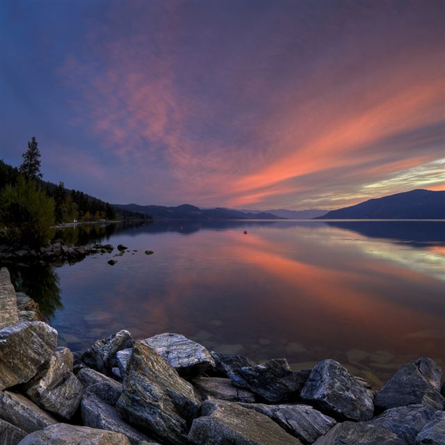1024x1024 Sunset Lake - dusk iPad Wallpaper