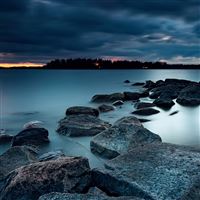 Strange sunset over lake wallpaper