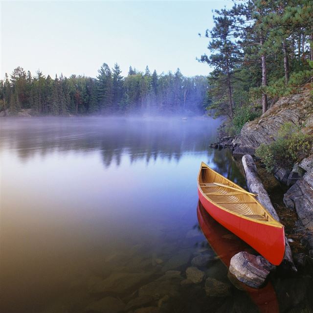 1024x1024 Boat on lake - tree iPad Wallpaper