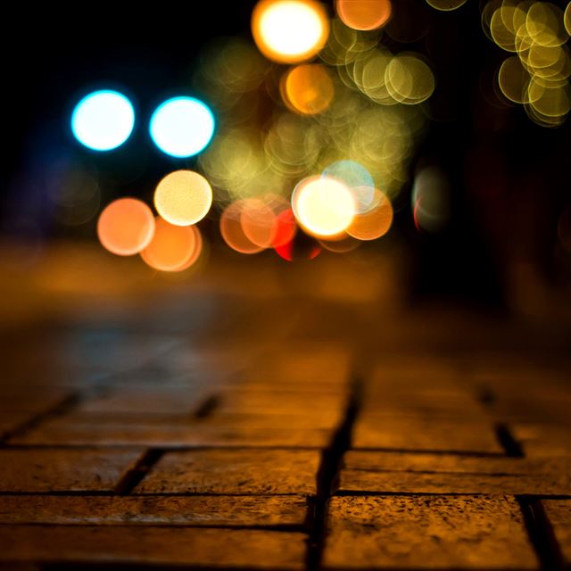 1024x1024 Stone road bokeh - orange iPad Wallpaper