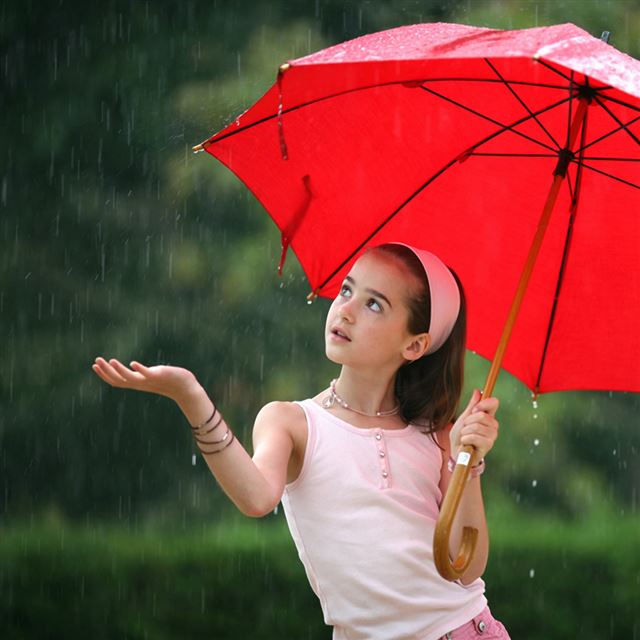 1024x1024 Rain - girl iPad Wallpaper