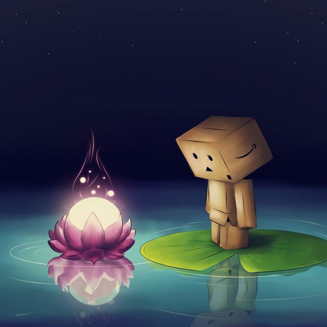 1024x1024 Danboard Cardboard Robot Flower - cyan iPad Wallpaper