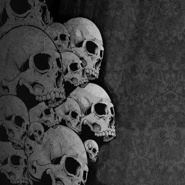 1024x1024 Paisley Skulls - black iPad Wallpaper