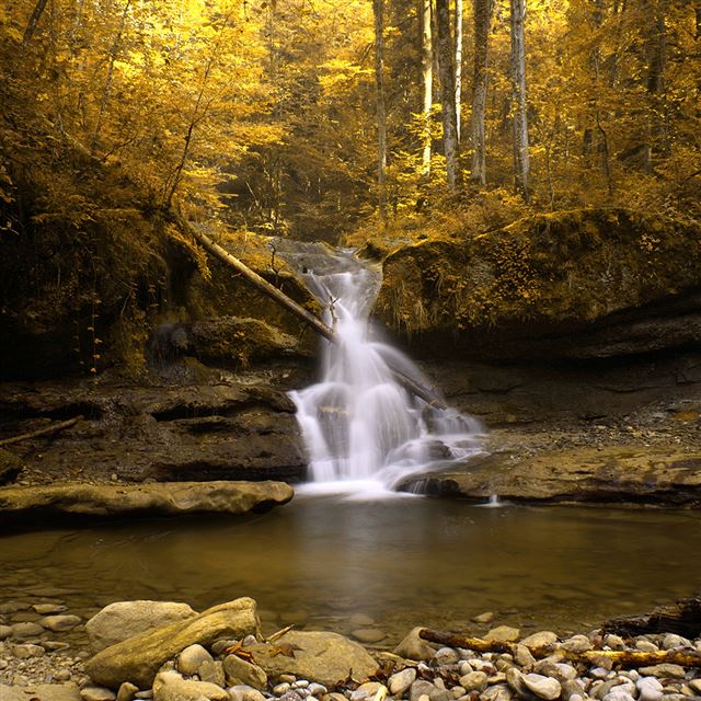 1024x1024 Golden Stream - rocks iPad Wallpaper