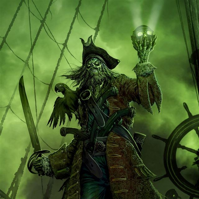 1024x1024 Pirates of The Caribbean - green iPad Wallpaper
