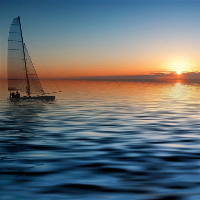 1024x1024 Sailing Sunset - wave iPad Wallpaper