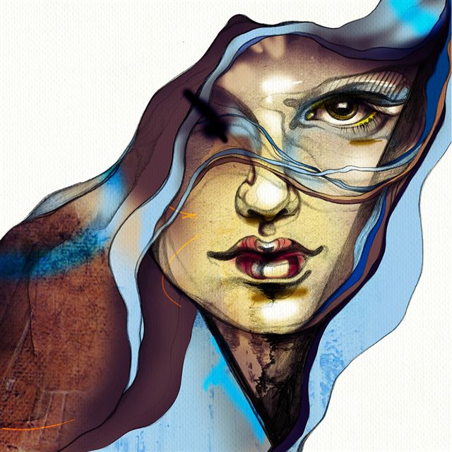 1024x1024 Water Color Painting Girl - yellow iPad Wallpaper