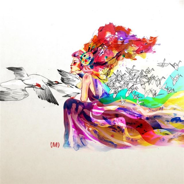 1024x1024 Colorful Goddess - women iPad Wallpaper