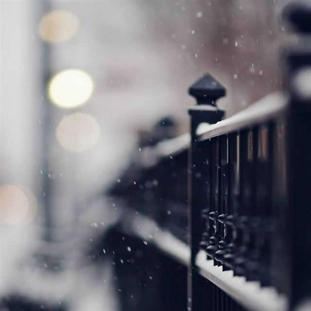 1024x1024 Snowy Iron Fence - circle iPad Wallpaper