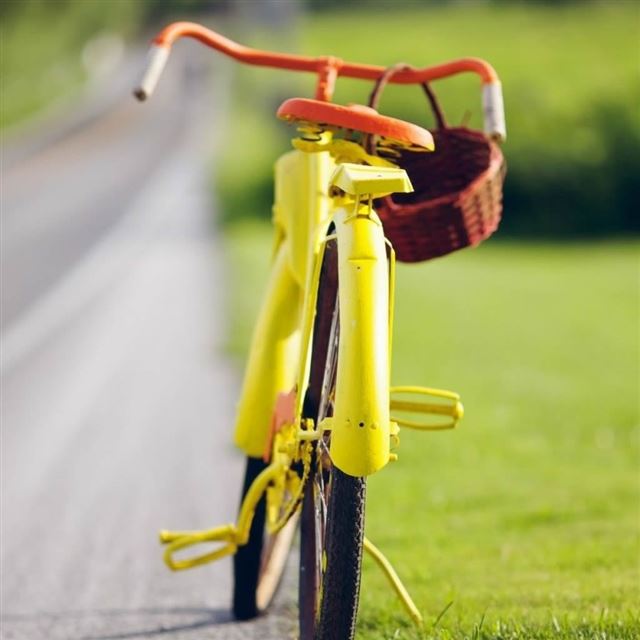 1024x1024 Yellow Bicycle - basket iPad Wallpaper