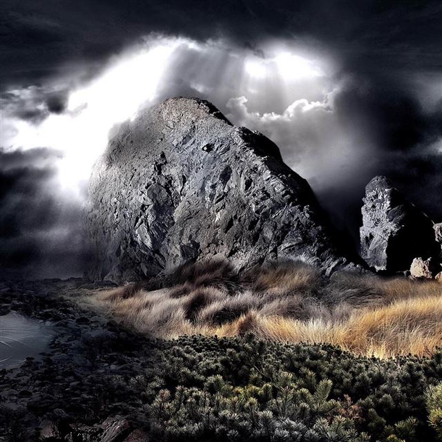 1024x1024 Dark Mountain - mountains iPad Wallpaper