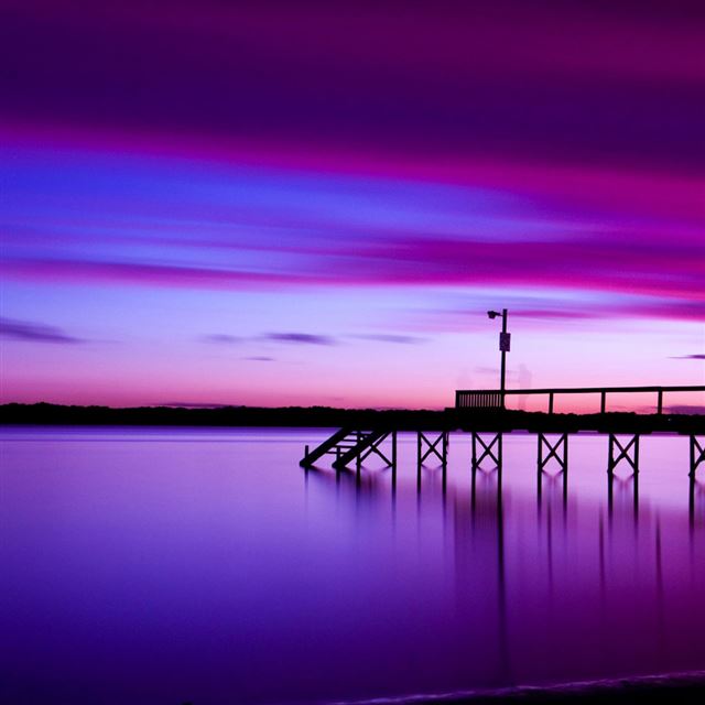 1024x1024 Pier at sunset - purple iPad Wallpaper