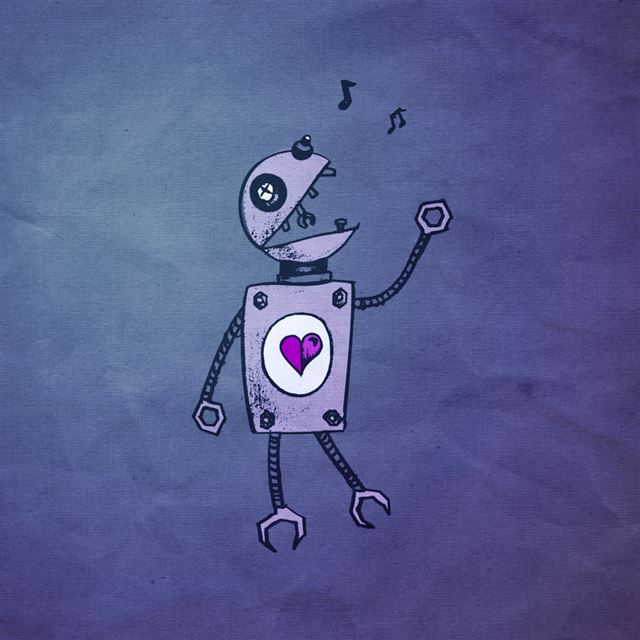 1024x1024 Robot Love -  iPad Wallpaper