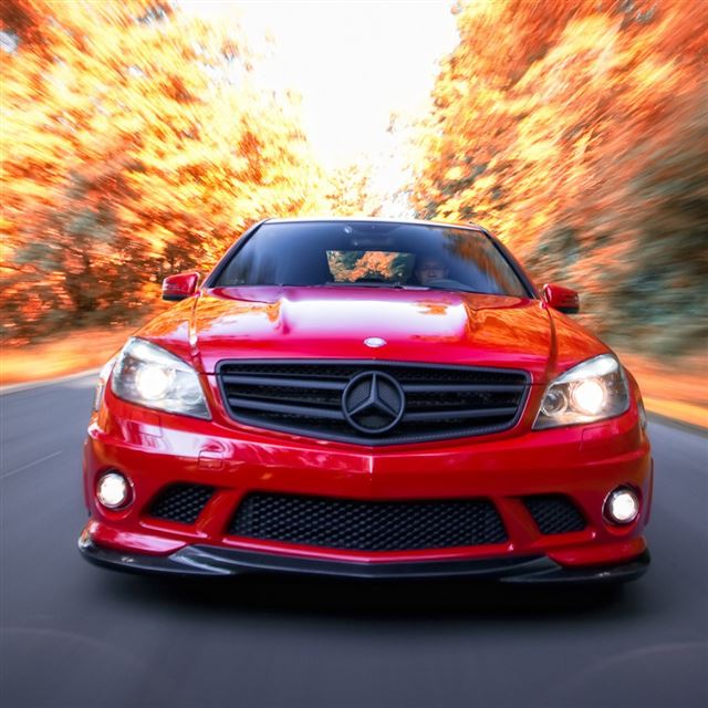 1024x1024 Mercedes Benz C63 Amg - road iPad Wallpaper