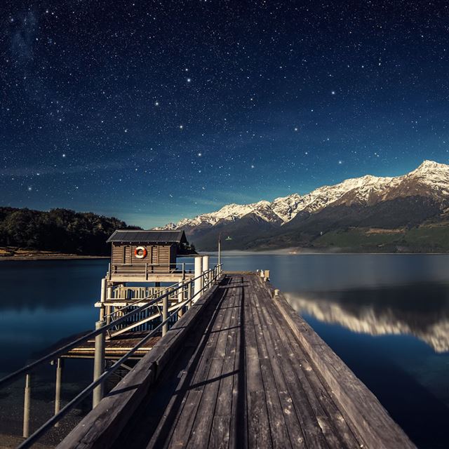 1024x1024 Wooden Lake Pier Nature - house iPad Wallpaper