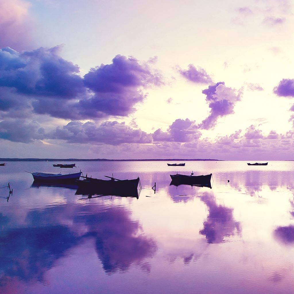 Purple Sunset In Ocean iPad Wallpapers Free Download