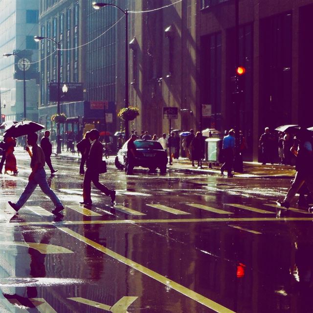 1024x1024 Busy Street In The Rain - street iPad Wallpaper
