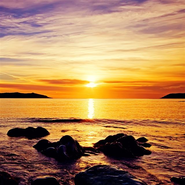 1024x1024 Sunrise Beach - stone iPad Wallpaper