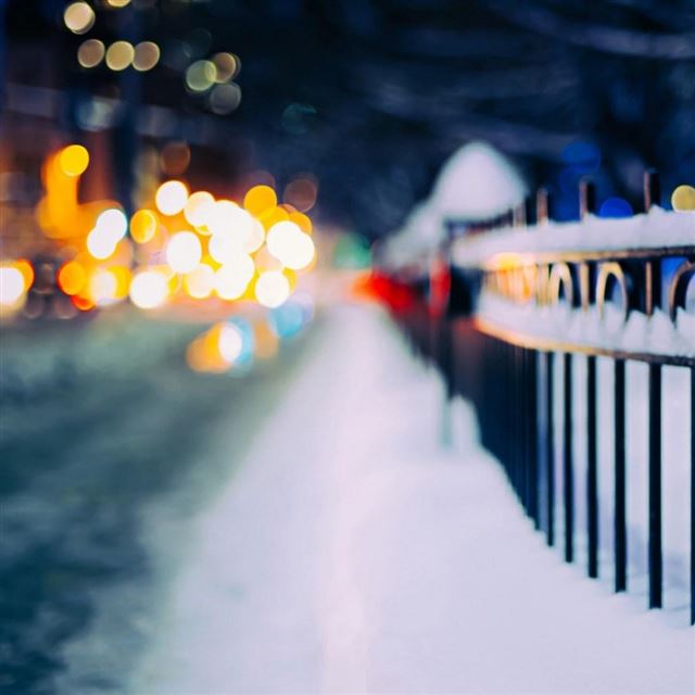 1024x1024 Fence Winter City Night - winter iPad Wallpaper