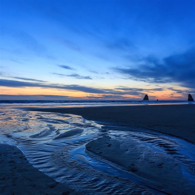 1024x1024 Sunset Oregon Beach - cyan iPad Wallpaper