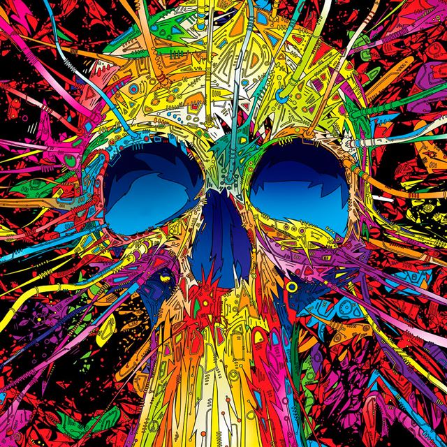 1024x1024 Psychedelic bones - purple iPad Wallpaper