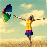 Mood Girl Summer Umbrella Field wallpaper