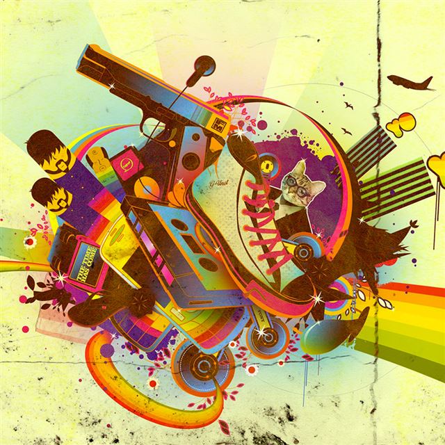 1024x1024 Art Explosion - rainbow iPad Wallpaper