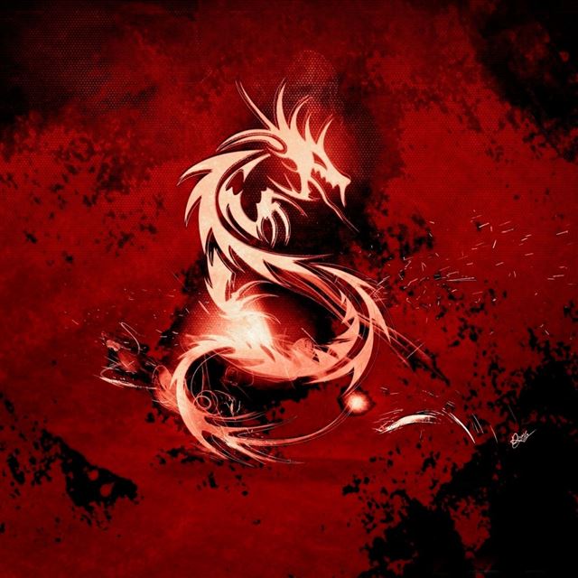 1024x1024 Blood Red Dragon  - black iPad Wallpaper