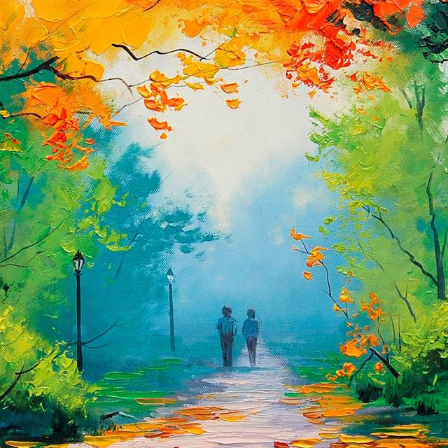 1024x1024 Autumn Stroll  - road iPad Wallpaper