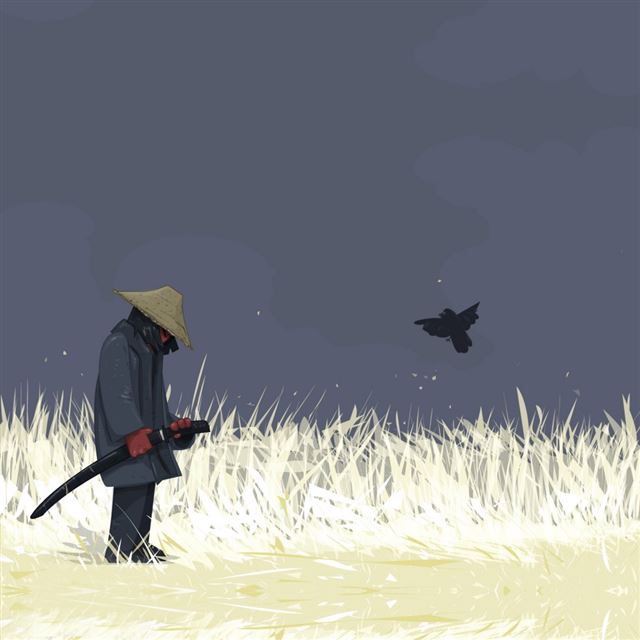 1024x1024 Samurai - cyan iPad Wallpaper