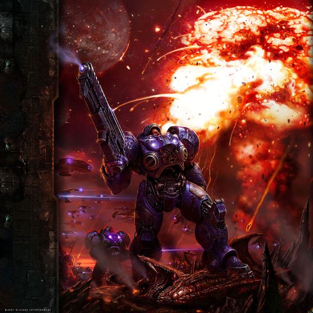 1024x1024 Starcraft Marine - purple iPad Wallpaper