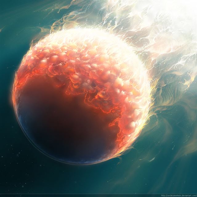 1024x1024 Fire Burning Planet -  iPad Wallpaper