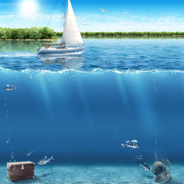 1024x1024 Water World - vectors iPad Wallpaper