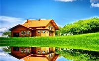 Nature House Reflection Art  wallpaper