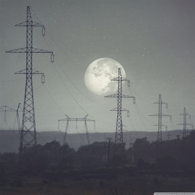 1024x1024 Moon Light Landscape - black iPad Wallpaper