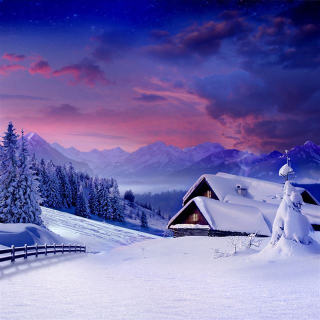 1024x1024 Snowy Scenery - mountains iPad Wallpaper