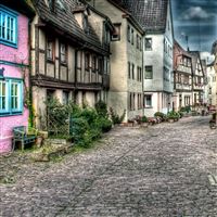 Old Town Street Landscape wallpaper